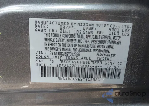 2025 Nissan Sentra Sv z USA, uszkodzony, nr VIN 3N1AB8CV6SY312386